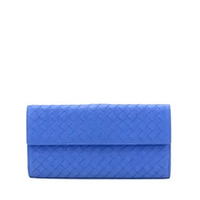 Bottega Veneta Long Wallet Blue Intrecciato Woven I16526C