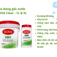 Kova Keo Bóng Gốc Nước KOVA Clear 1L & 5L - Chống Bám Bẩn Chống Tia UV Dễ Thi Công Khô Nhanh