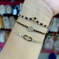 Benika Accesories - Gelang Serut Titanium Boba - Combinasi Warna Hitam - Korean Style Anti Karat Aes