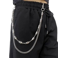 Punk Pants Chain Skull Keychains for Men Women Jean Trouser Biker Chains Harajuku Goth Jewelry Gothic Rock Emo Accessories