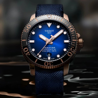 【TISSOT 天梭 官方授權】SEASTAR 1000 海洋之星 300米陶瓷圈潛水機械腕錶 女王節(T1204073704100)