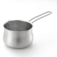 【YOSHIKAWA】日本製 18-8不鏽鋼單柄牛奶鍋14cm(有刻度)