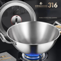 316 stainless steel frying pan Deepen non stick pot Household thickening cookware cooking pot