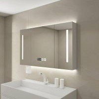 【破損補發】實木智能浴室鏡柜單獨掛墻式帶燈除霧衛生間梳妝鏡子帶置物架收納