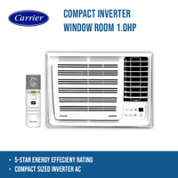 Carrier Compact Inverter Window Type Aircon 1.0hp WCARH009EEVC2