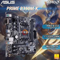 ASUS PRIME B350M-K AMD B350 Chipset Support DDR4 32GB PCI-E 3.0 M.2 SATA 3 AM4 Socket for RYZEN Cpus Micro ATX Used Motherboard