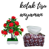 souvenir anyaman unik kotak tempat tisu kerajinan daur ulang limbah bungkus minuman pop ice