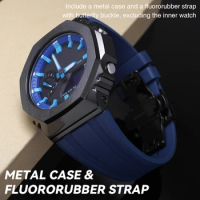 Casioak MOD Kit Metal Watch Case Strap Stainless Steel Bezel Rubber Band Watchband For Casio For G-Shock GA2100 GA-B2100 2110
