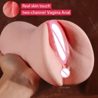 Male Masturbrator Fake Vagina¨sex Toy Pocket Pusssy Sexy Toys Real Pussy Masturbation Dual Channel Silicone Men's Adult Sex Toys