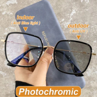 Photochromic Glasses Myopia Reading Glasses 0 To - 6.0 Women's Sun Glasses Transparent Glasses Fashion Metal Frame Eyeglasses