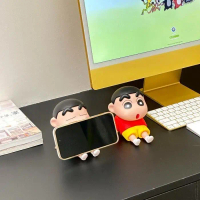 Phone Holder Crayon Shinchan Anime Action Figure Crayon Shinchan Pajangan Meja Lucu Dudukan Ponsel