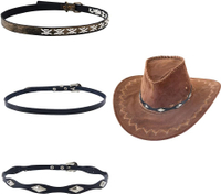SUPERFINDINGS 3 Style Cowboy Hat Bands Western Hats Belt Imitation Leather Hat Bands Hats Accessorie