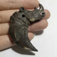 12 pcs fashion rhinoceros totem amulet Faux Yak Bone Charms Black Wax Cotton Cord Adjustable Necklace