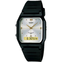 【CASIO 卡西歐】方形鑲鑽雙顯示腕錶(AW-48HE-7A)