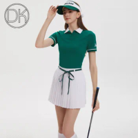 Summer Golf Wear Short Sleeve Polo T-shirt Women's Sports Suit White Pleated Skirt Tennis Outfit Badminton Apparel 2024 Skort