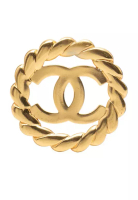 Chanel 二手香奈兒CC鍍金圓形胸針