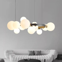 Designer minimalist living room chandelier light luxury Nordic minimalist modern restaurant bedroom magic bean glass lamp