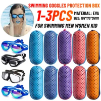 Swim Goggle Case Swimming Goggles Protection Box with Clip &amp; Drain Holes Goggles Protective Case Lightweight for Men Women Kids