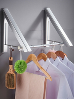浴室衛生間隱形晾衣架迷你小型可折疊收縮伸縮桿室內壁掛式免打孔