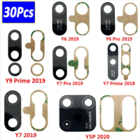 30Pcs， Rear Back Camera Glass Lens For Huawei Y5P 2020 Y6 Pro Y7 Pro 2019 Y9 Y7 Prime 2018 Camera Glass With Adhesive