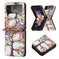 เคสโทรศัพท์, สำหรับ Samsung Galaxy Z Flip4 Z Flip 4, แฟชั่น, การออกแบบต้นไม้แห่งชีวิต, หนังทาสี, หน้