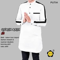 PIK - Koko Qurta Raja Lengan Panjang S2 Koko Kurta Pakaian Muslim Pria Putih XXL