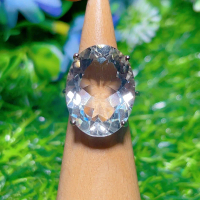 Cincin Kuarza Jelas, PR44, Batu Kelahiran April, Tetapan S925, Saiz Boleh Laras, Reka Bentuk dengan