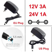 12V 3A 24V 1A AC to DC Adapter 100V-240V Power Adapter Charger 5.5mmx2.5mm 2.1mm EU US Plug For LED Strip M20