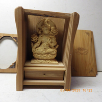 精品黃楊木白度母(救世觀音度母)木雕佛像佛龕(盒子10.8釐米*7.6釐米*5.2釐米)