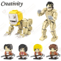 Attack On Titan Serise MOC Character Building Blocks DIY Anime Eren Jager Armin Arlert Mikasa Ackerman Model Brick Toys For Kids