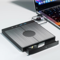 7 in 1 External CD/DVD Drive CD Burner with 2 USB/Type-C Ports USB 3.0 CD/DVD Disk Drive Player Burner Reader Writer for Laptop