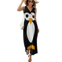 Minimal Penguin Sleeveless Dress summer clothes for women chic and elegant evening dress Clothing female