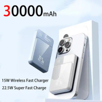 30000 MAh Wireless Magnetic Power Bank Mini 22.5W Magsafe Super Fast Charging Power Bank Suitable For IPhone Xiaomi Huawei New