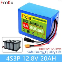 4S3P 12.8V 20Ah 32700 Lifepo4 Battery Pack With 4S 20A Maximum 30A Balanced BMS for Electric Boat Uninterrupted Power Supply 12V
