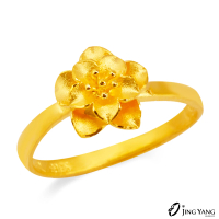 【JING YANG 晶漾】黃金戒指簡約立體小花(0.75錢±0.05錢)