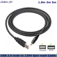USB 2.0 Male to Firewire IEEE 1394 4 Pin Male iLink Adapter Cord Cable for Sony DCR-TRV75E DV Adapter 1.8m/3m/4.5m