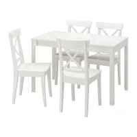 EKEDALEN/INGOLF 餐桌附4張餐椅, 白色/白色, 80/120 公分
