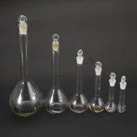 Laboratory Supply With Stopper Transparent 5ml-100ml Glass Volumetric Flask Glassware With Stopper Lab Chemistry Distilled Kit