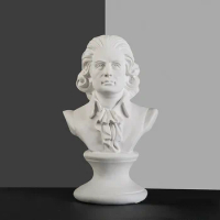 Classic Resin Greek Bust of Mozart and Beethoven Sculpture Statue Decorative Figurine for Home Decoration Living Room Bookshelf