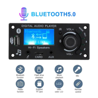 DC 12V Bluetooth 5.0 LCD MP3 WMA APE Decoder Board Microphone Handsfree Recording Car Audio USB TF FM Radio Mp3 Music Player