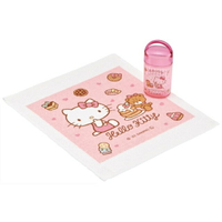 小禮堂 Hello Kitty 棉質小方巾附毛巾罐 Ag+ (粉甜點款)