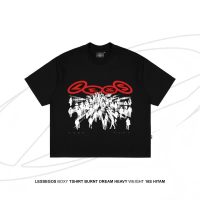 Lessegos Boxy Tshirt Burnt DreamHeavyweight 16s   Pria Motif Sablon  Oblong   kpop sawah  panjang ur
