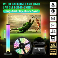 TV LED Backlight And Light Bar Set For 40-85 inch Plug And Play Quick Sync LED Light Strip For 4K HDMI-Compatible 2.0 Device