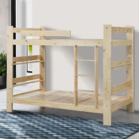  MUNA 家居 3尺白松木雙層床/實木床板/含床墊x2(床架 單人床 床台 雙層床)