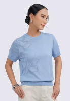 et cetera Short Sleeve Knit Top LT. BLUE