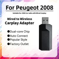 New Mini Smart AI Box for Peugeot 2008 Apple Carplay Adapter Plug and Play USB Dongle Car OEM Wired Car Play To Wireless Carplay