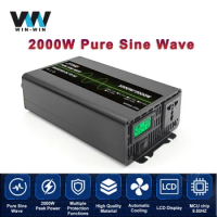Jfind 2000W 12V 220V 50HZ LCD Pure Sine Wave Power Bank Current Supply Inverter DC to AC Voltage Car Auto Battery Converter