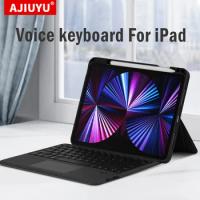 Smart Voice Keyboard For iPad Pro 11 12.9 2021 2022 Air 5 4 10.2 10th Case TouchPad Backlight Separable Keyboard Cover Russian