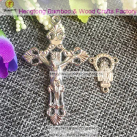 25sets/lot rosary part, rosary accessory, jesus rosary cross and Our Lady of Grace rosary center