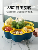 配菜盤 火鍋拼盤瀝水籃分格家用可旋轉菜籃子水果盤洗菜雙層蔬菜拼盤配菜『XY15475』